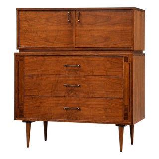 1960s Refinished Walnut Tall Dresser by Kroehler Furniture For Sale