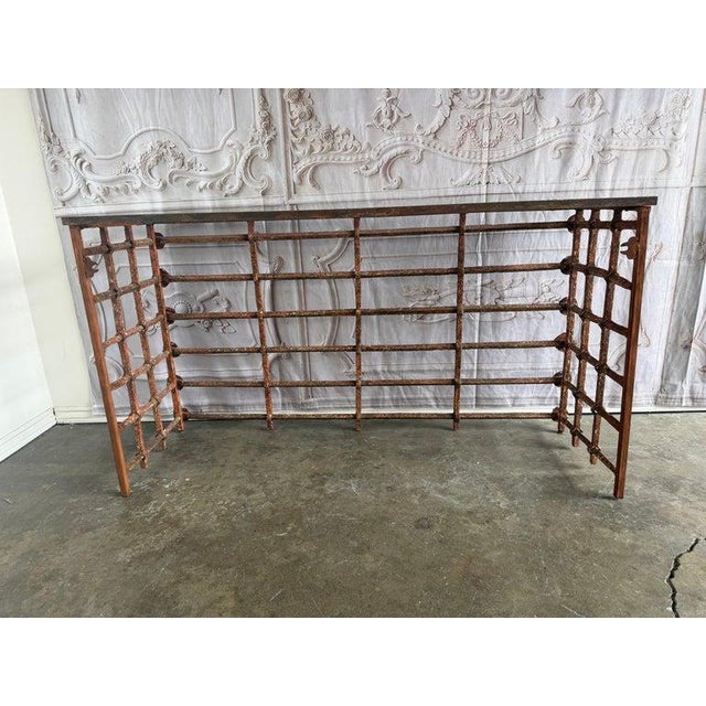 Rustic Console Table With Textured Stone Top and Hand-Forged Iron Base For Sale - Image 18 of 18