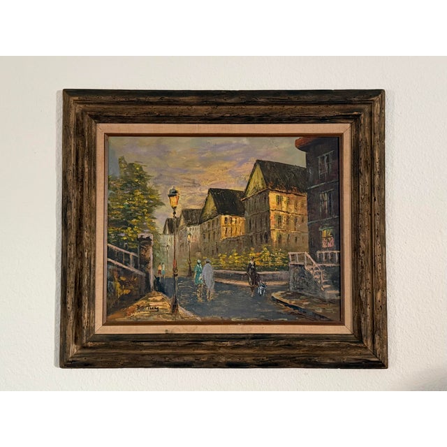Vintage Framed European Street Scene Impasto Oil Painting For Sale In Los Angeles - Image 6 of 6