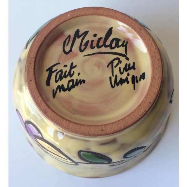 Midcentury Floral Designed Ceramic Bowl Signed Miclay For Sale In Miami - Image 6 of 7