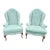 Pair of Vintage Wingback Light Blue Velvet Chairs For Sale