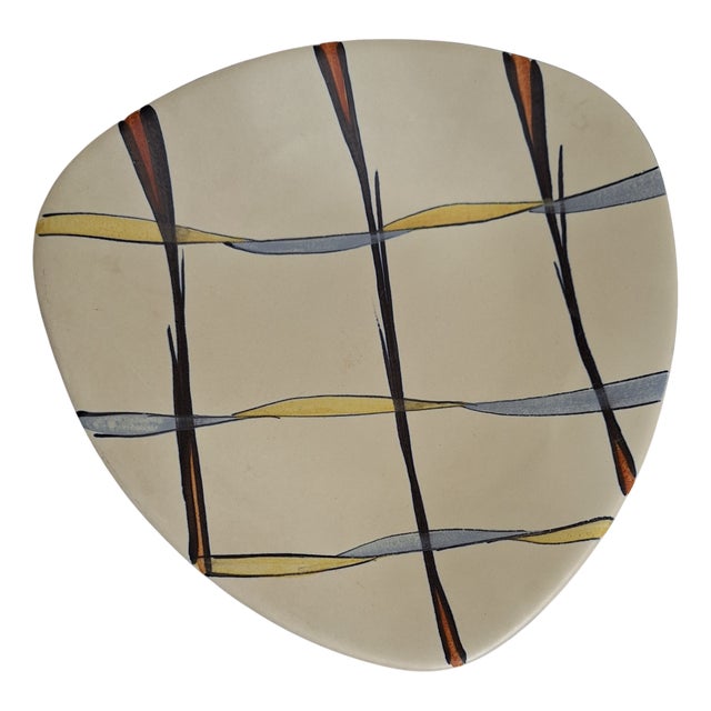 Vintage Ceramic Bowl with Geometric Decor, 1970s For Sale