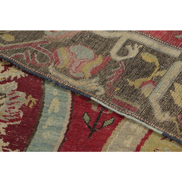 Textile Antique Karabagh Rug With Rose Cartouches and Ornate Black Border - Rug & Kilim For Sale - Image 7 of 7