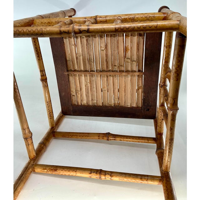 Tan Antique English Burnt Bamboo Corner Chair or Shelf. For Sale - Image 8 of 10