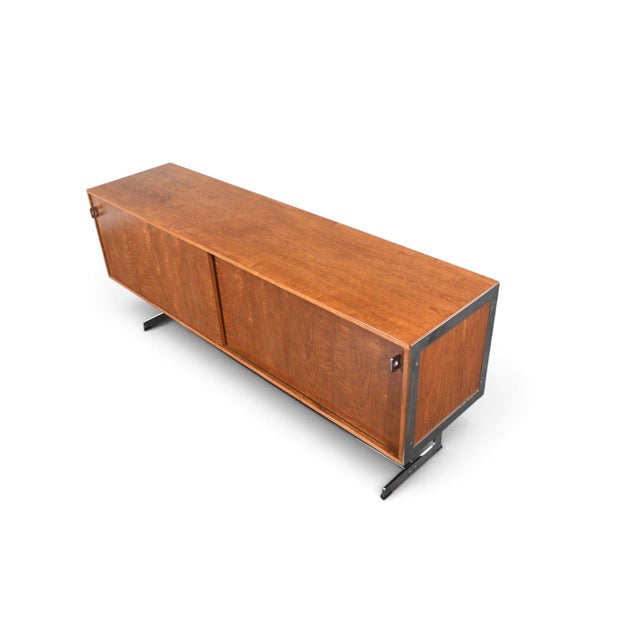 Mid-Century Modern Late 20th Century Rare Richard Round Space Age Credenza in Teak + Chrome, Attributed For Sale - Image 3 of 15