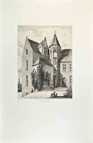 Armand Queyroy, Chateau du Clos lucé à Amboise, Etching, 1870s