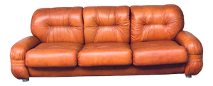 Mid-Century Modern Italian Leather 3 Seat Sofa, 1970s
