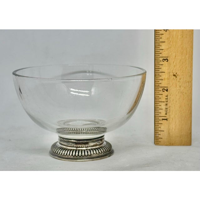 Transparent Vintage Frank M. Whiting & Co. 4 1/4” Glass Candy Bowl Decorative Gadroon Ribbed Pattern Sterling Silver Base For Sale - Image 8 of 10
