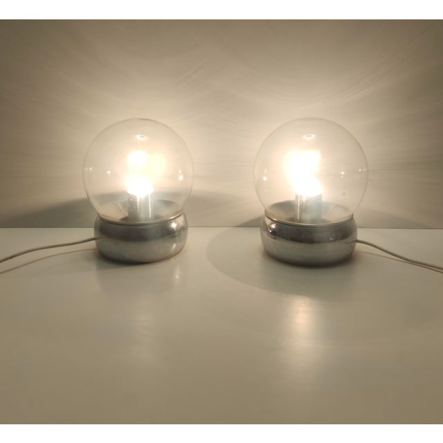 Vieste Table Lamps in Glass and Metal attributed to G.P.A Monti for Candle, 1970s, Set of 2 For Sale - Image 4 of 12