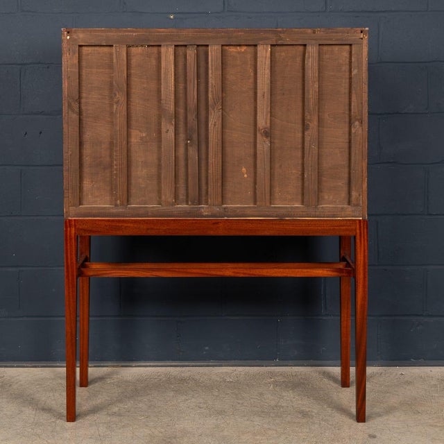 Brown Vintage Italian Dry Bar Cabinet with Woven Front Decor on Stand, 1960 For Sale - Image 8 of 18