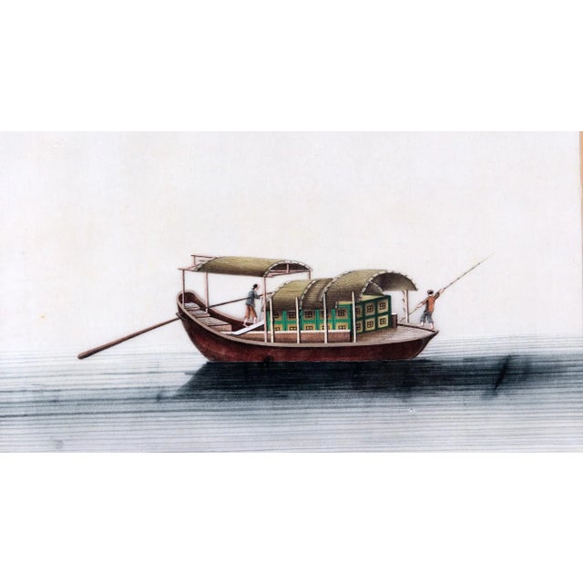 Mid 19th Century Set of Five 19th Century China Trade Watercolors of Junks on Pith Paper For Sale - Image 5 of 12