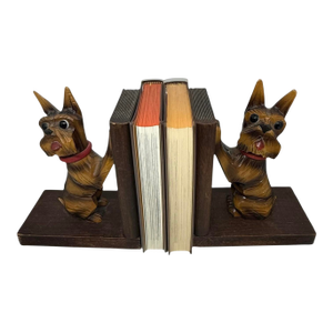 Hand-Carved Mid-Century Scottish Terrier Bookends – Vintage Whimsy