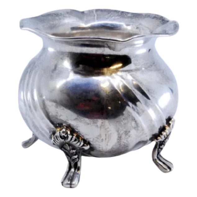 Spiral Silver Pot with Support Feet and Applications For Sale