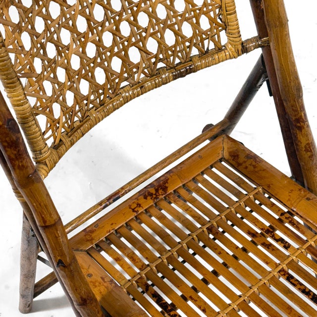 Bamboo & Cane Folding Side Chairs For Sale - Image 11 of 11