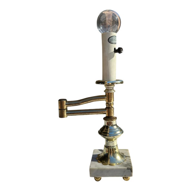 1970s Marble and Gold Extending Lamp For Sale