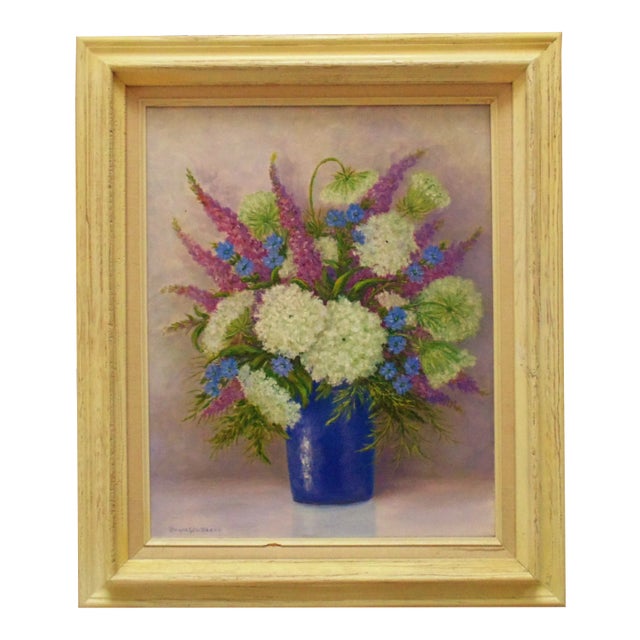 Still Life Oil Painting Late 20th Century Floral Flowers For Sale