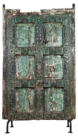 Antique Wood Door on Steel Base