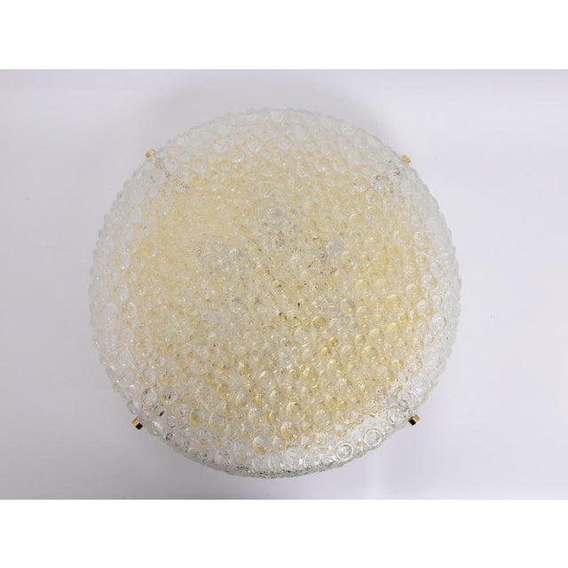 Metal Large Vintage Flush Mount in Ice Glass from Hillebrand, Germany, 1970s For Sale - Image 7 of 16