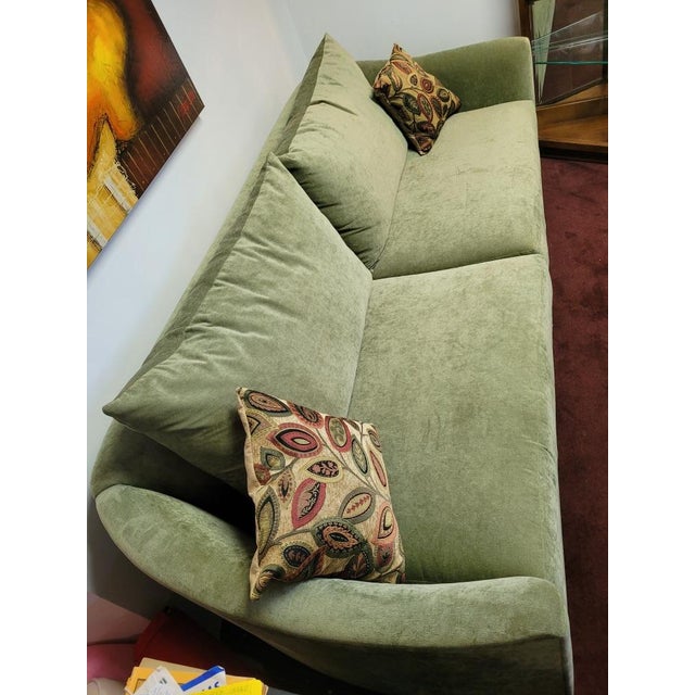 Directional 1980s Directional Sofa in Green Velvet Modern For Sale - Image 4 of 9