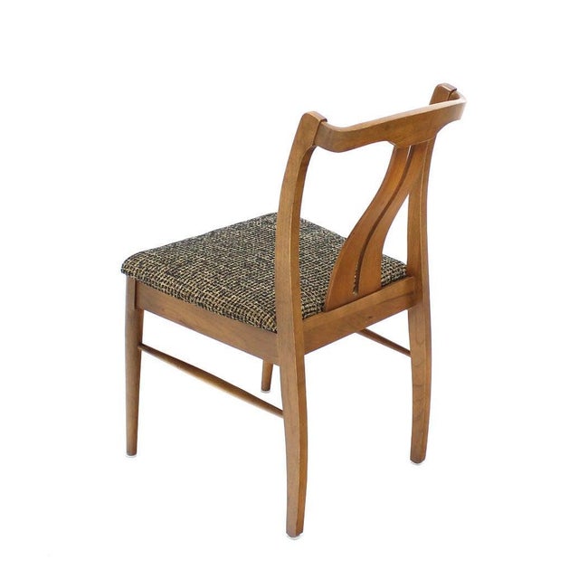 Six Mid-Century Modern Medium Light Walnut Dining Chairs New Upholstery MINT For Sale - Image 9 of 10