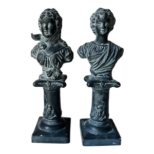 Vintage Pair of Busts of Historical Figures Male and Female