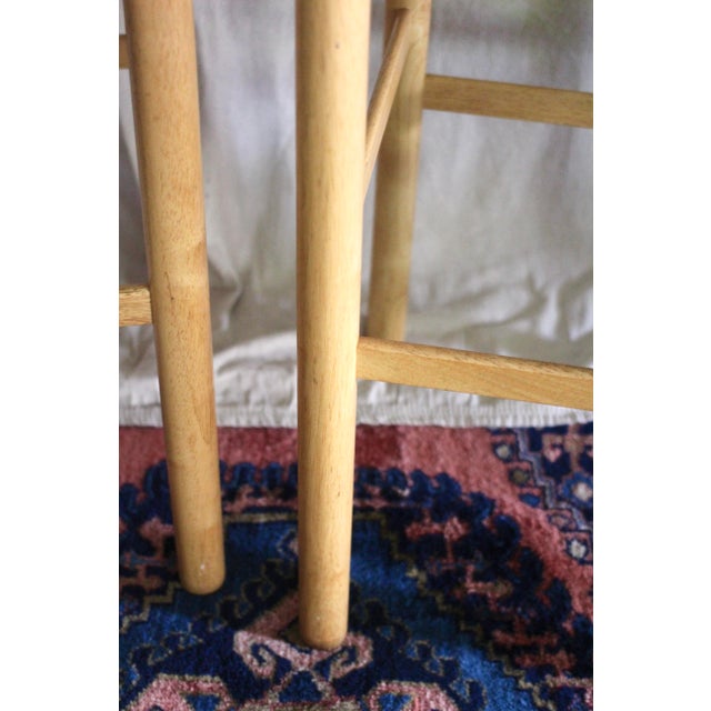 Set of 2 Lowenstein Style Stools With Woven Rush Seats and Handles For Sale - Image 4 of 9
