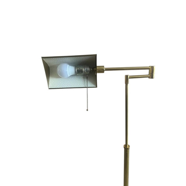 Vintage Brass Bankers Floor Lamp with Articulated Arm, 1960s For Sale - Image 9 of 18