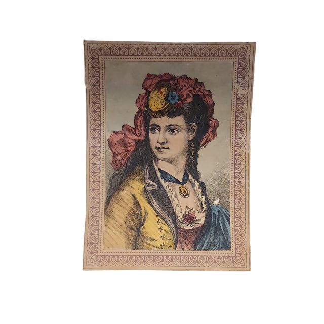 Mid 19th Century Jenny Lind Style Small Carriage Trunk With Currier & Ives Print For Sale - Image 9 of 9