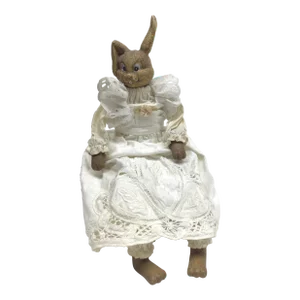 1920’s Porcelain Bunny With Hand Crochet Dress