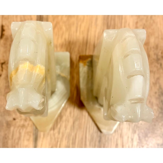 Mid 20th Century Mid-Century Modern Beige Onyx Marble Horse Head Bookends, a Pair For Sale - Image 5 of 9