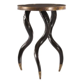 Century Furniture Faux Horn Ebony Chairside Table For Sale