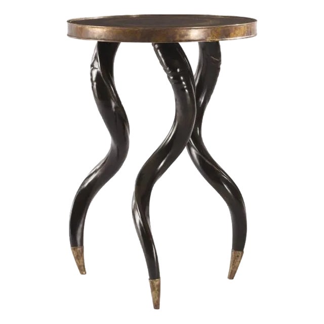 Century Furniture Faux Horn Ebony Chairside Table For Sale