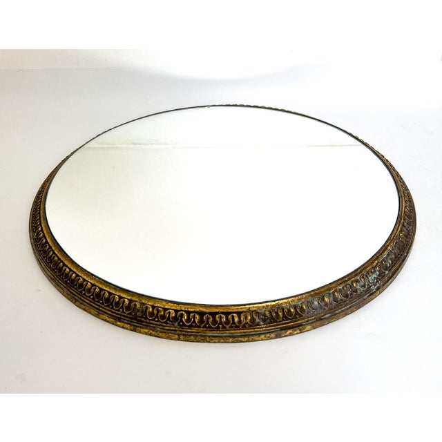 Chapman Manufacturing Company Oversized Vintage Gilt Metal Mirrored Plateau — Repurposed Lighting Element — Hollywood Regency / Neoclassical For Sale - Image 4 of 18