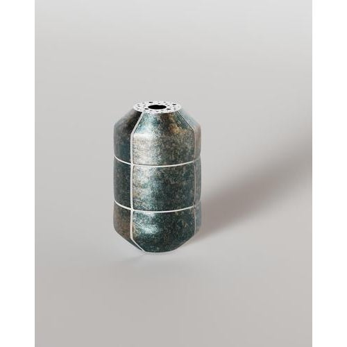 Navazi Decoration Vase in Scorched Coal Ceramic and Stainless Steel by Svitanok For Sale - Image 4 of 9