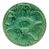 French Green Majolica Oyster Octopus Plate Aetgina Vallauris, Circa 1950 For Sale