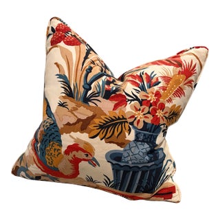 Pair of Custom Pillows Brunswig and Fils Le Lac Iconic Fabric With Down Inserts For Sale