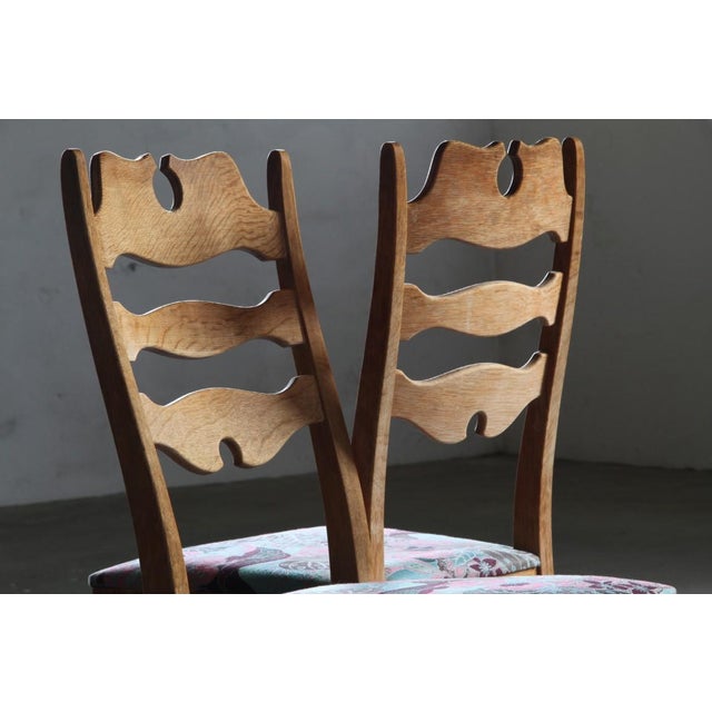 Vintage Danish Highback Razorblade Chairs in Light Oak by Kjærnulf, 1960s, Set of 6 For Sale - Image 16 of 18