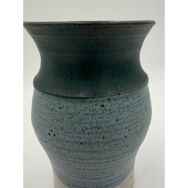For your consideration: Vintage Studio Pottery Vase C. 1980's Blue tones.