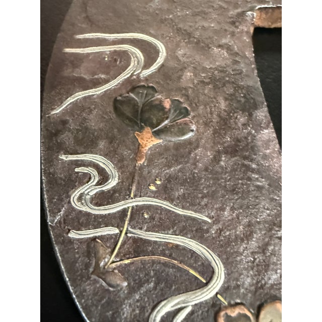 Early 18th Century Japanese Tsuba With Floral and Stream Design From Edo Period For Sale - Image 4 of 7