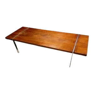 Mid 20th Century Lane Furniture Walnut and Rosewood with Chrome Tripartite Coffee Table
