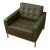 Authentic Knoll Tufted Lounge Chair in Olive Green With Chrome Base For Sale
