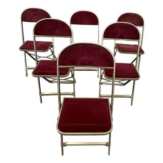 Vintage Red and Gold Theatre Folding Chairs by Norcor (Set of 6) For Sale