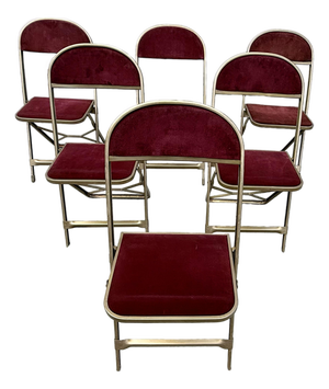Vintage Red and Gold Theatre Folding Chairs by Norcor (Set of 6)