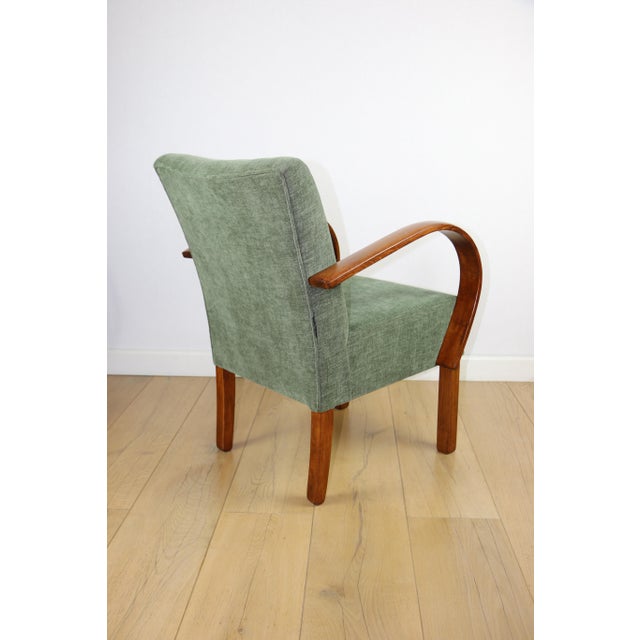 Wood Vintage Art Deco Loft Armchair in Olive Green, 1960 For Sale - Image 7 of 11