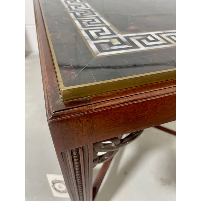 Early 21st Century Faux Mother of Pearl Inlaid Lamp Table For Sale - Image 5 of 8