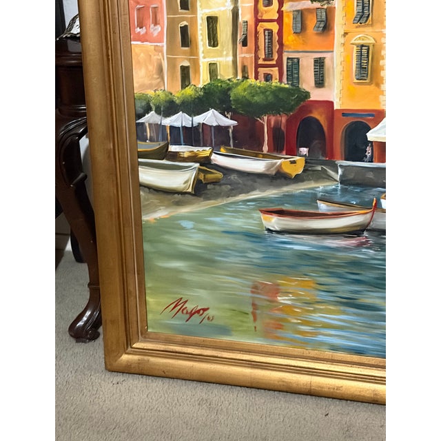 1960s Portofino: A Jewel of the Italian Riviera, Oil Painting For Sale In Phoenix - Image 6 of 9
