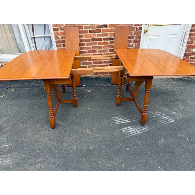 Vintage Art Decor Style Solid Hard Rock Maple Butter Fly Leave Dining Table For Sale - Image 4 of 16