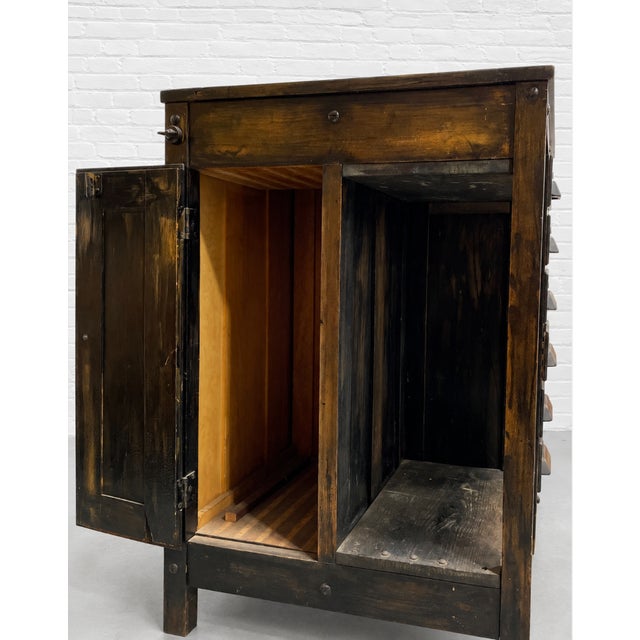 Antique Industrial Wooden Workbench Cabinet, C. 1920’s For Sale - Image 12 of 15