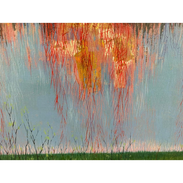 Textile Mid Century Abstract Landscape Painting by Donald Weismann Titled "Fall Out" For Sale - Image 7 of 11