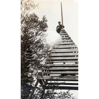 Vintage 1930's Snapshot Wood Scaffold Well Drilling & Daredevil For Sale